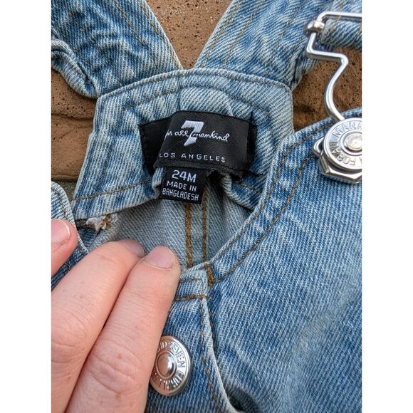 7 For All Mankind Baby Girls Denim Jean Overall Dress Size 24m Ruffles Dungarees - Picture 6 of 9